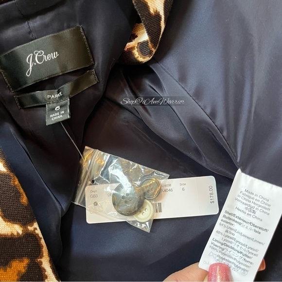 J.Crew Parke linen blend leopard print one button blazer *shop@iamwarrior - Picture 13 of 14